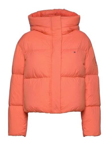 Nylon Down Puffer Jacket Foret Jakke Orange Tommy Hilfiger