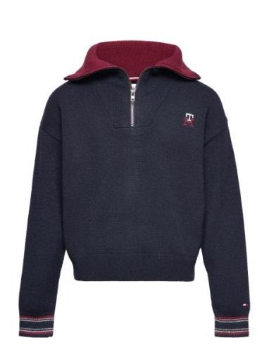 Monogram Half Zip-Up Sweater Tops Sweatshirts & Hoodies Sweatshirts Bl...