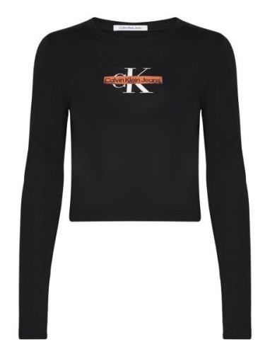 Seasonal Monologo Long Sleeve Tops T-shirts & Tops Long-sleeved Black ...