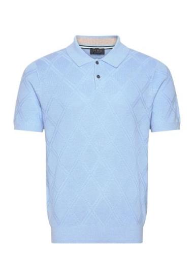Ventar Tops Knitwear Short Sleeve Knitted Polos Blue Ted Baker London