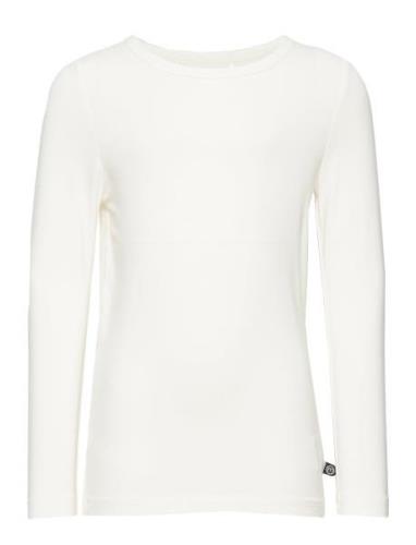 Blouse Ls - Bamboo Tops T-shirts Long-sleeved T-Skjorte White Minymo