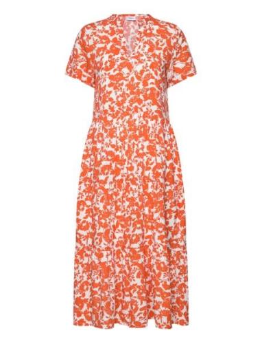 Edasz Ss Maxi Dress Knælang Kjole Orange Saint Tropez