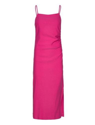 Yasatlanta Sl Midi Dress S. Knælang Kjole Pink YAS