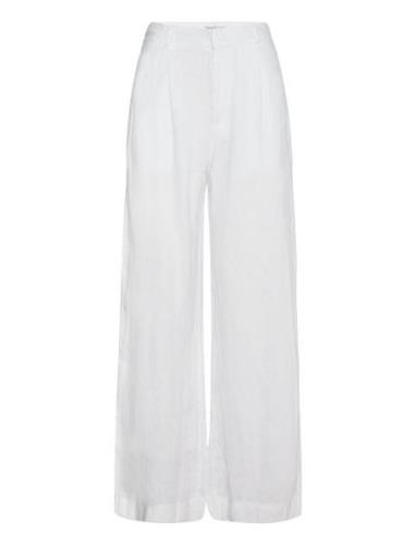 Denise Linen Trousers Bottoms Trousers Wide Leg White Gina Tricot