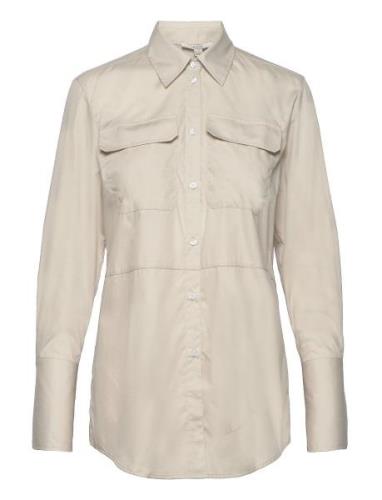 Sim Poplin Tops Shirts Long-sleeved Beige House Of Dagmar