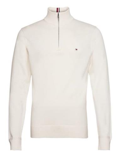 Pima Org Ctn Cashmere Zip Mock Tops Knitwear Half Zip Jumpers White To...