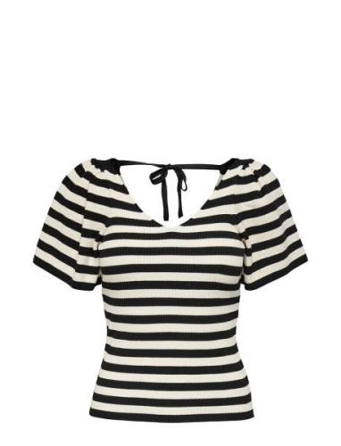 Onlleelo Stripe S/S Back V-Neck Knt Noos Tops T-shirts & Tops Short-sl...