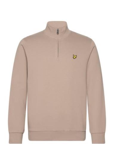 Quarter Zip Sweat Tops Sweatshirts & Hoodies Sweatshirts Beige Lyle & ...