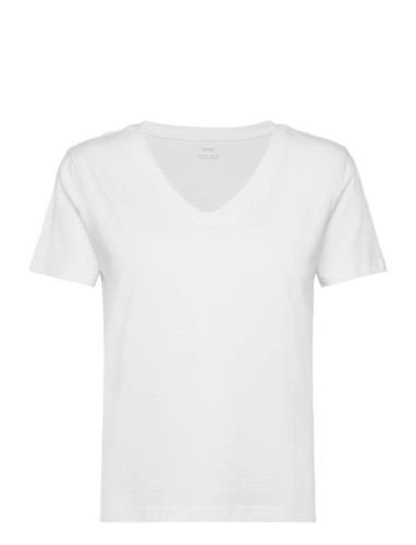 100% Cotton V-Neck T-Shirt Tops T-shirts & Tops Short-sleeved White Ma...