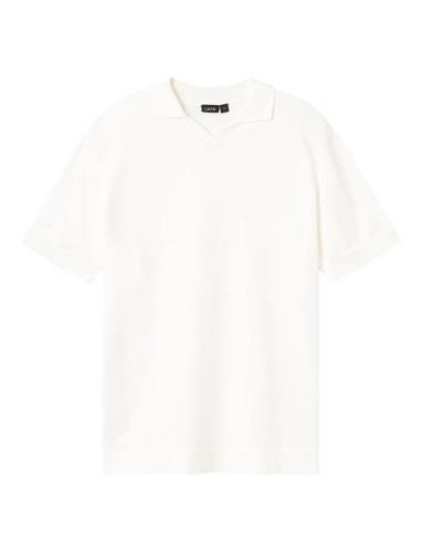 Nlmhenne Ss Knit Polo Tops T-Kortærmet Skjorte White LMTD