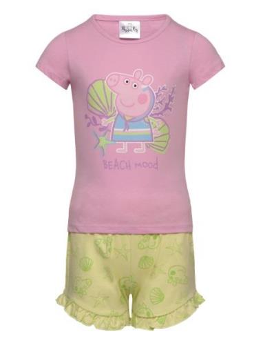 Set 2P Short + Ts Sets Sets With Short-sleeved T-shirt Pink Gurli Gris