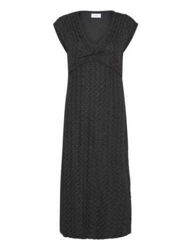 Visolira V-Neck Cap Sleeve Dress Knælang Kjole Black Vila