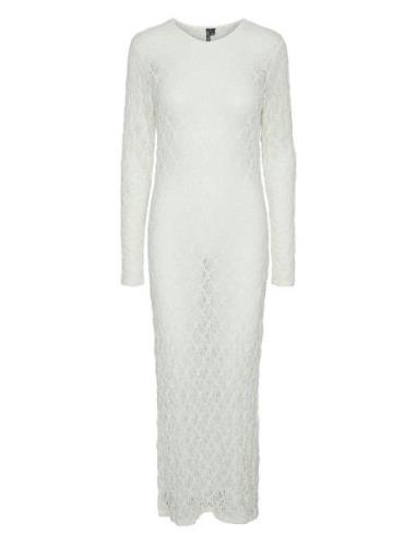Pcnaya Ls O-Neck Lace Maxi Dress D2D Jit Knælang Kjole White Pieces