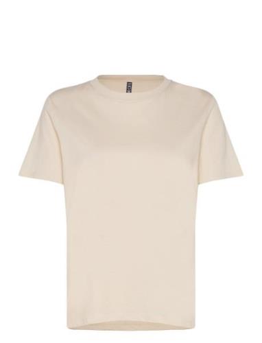 Pcria Ss Solid Tee Noos Bc Tops T-shirts & Tops Short-sleeved Beige Pi...