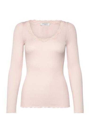 Rwbabette Ls U-Neck Lace Top Tops T-shirts & Tops Long-sleeved Pink Ro...