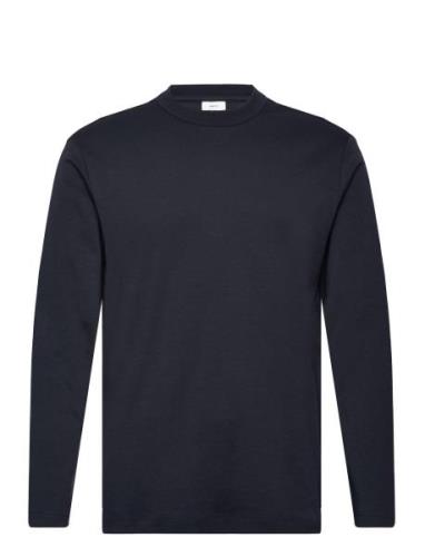 100% Cotton Long-Sleeved T-Shirt Tops T-Langærmet Skjorte Navy Mango