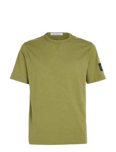 Badge Regular Tee Tops T-Kortærmet Skjorte Khaki Green Calvin Klein Je...