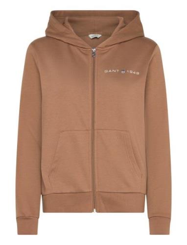 Reg Printed Graphic Zip Hood Tops Sweatshirts & Hoodies Hoodies Brown ...