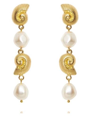 Shell Pearl Earrings Ørestickere Smykker Gold Caroline Svedbom