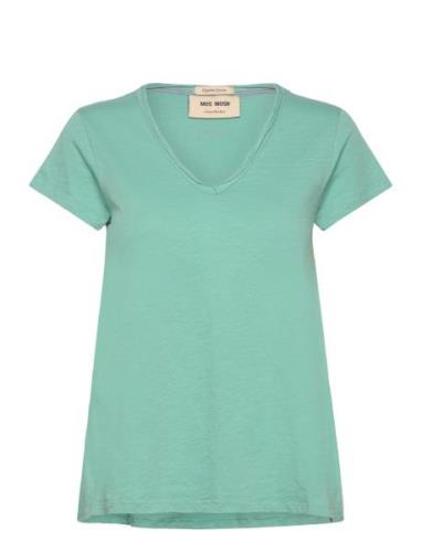 Mmtulli V-Ss Basic Tee Tops T-shirts & Tops Short-sleeved Green MOS MO...