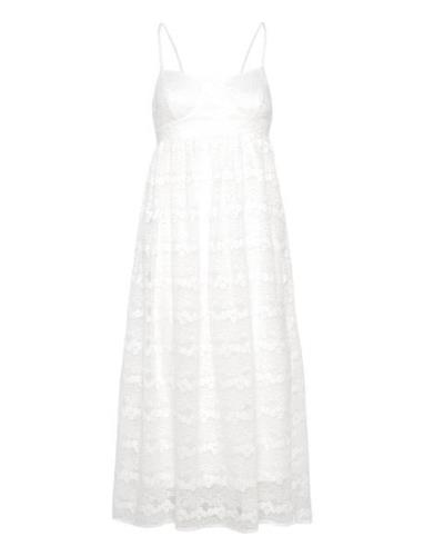 Alexina Lace Dress Knælang Kjole White Bubbleroom