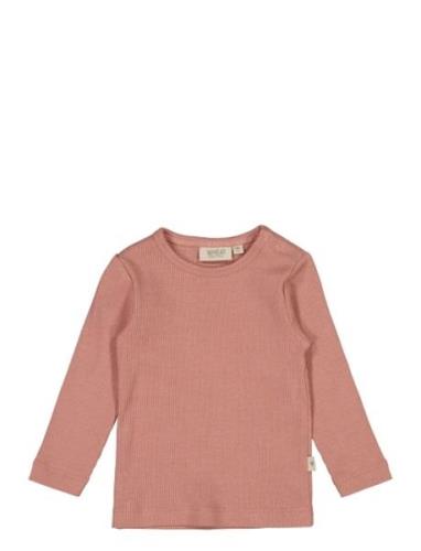 T-Shirt Nor Ls Tops T-shirts Long-sleeved T-Skjorte Pink Wheat