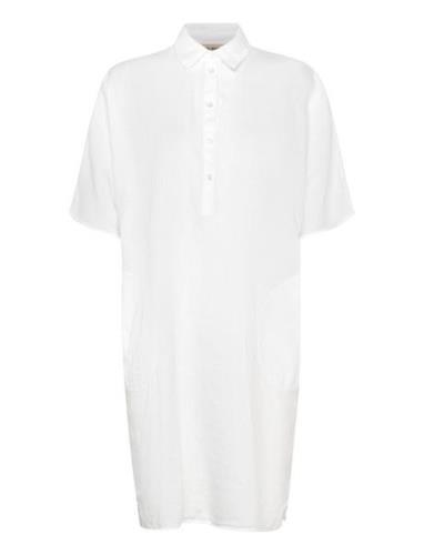 Mmlowana Linen Dress Knælang Kjole White MOS MOSH