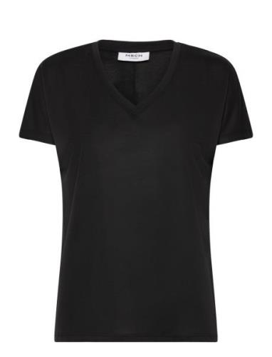 Mschfenya Modal V Neck Tee Tops T-shirts & Tops Short-sleeved Black MS...
