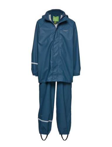 Basic Rainwear Set -Solid Pu Outerwear Rainwear Rainwear Sets Blue CeL...