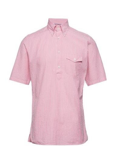 Men's Shirt: Casual Poplin Designers Shirts Short-sleeved Pink Eton