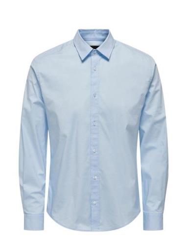 Onsandy Slim Easy Iron Poplin Shirt Noos Tops Shirts Casual Blue ONLY ...