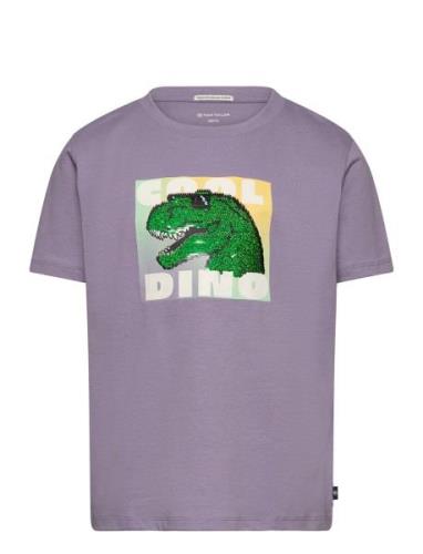 Special Artwork T-Shirt Tops T-Kortærmet Skjorte Purple Tom Tailor