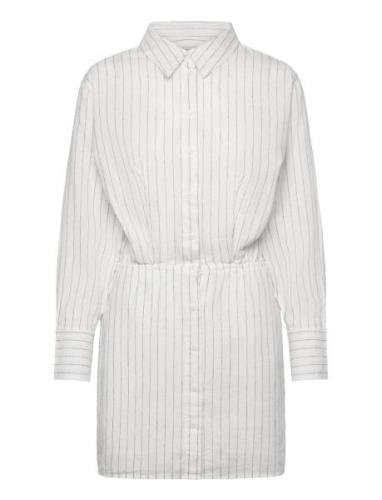 Linen Blend Shirt Dress Kort Kjole White Gina Tricot