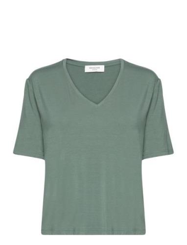 Viscose T-Shirt Tops T-shirts & Tops Short-sleeved Khaki Green Rosemun...