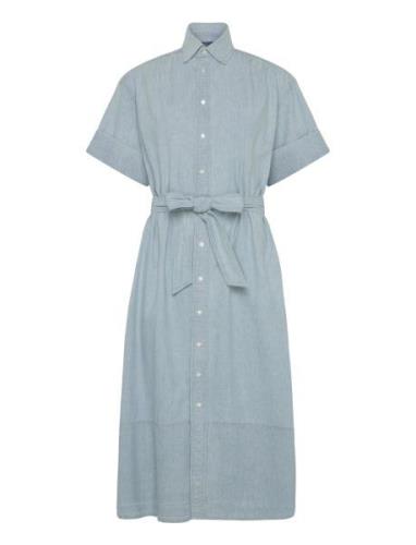 Cotton Chambray Shirtdress Knælang Kjole Blue Polo Ralph Lauren