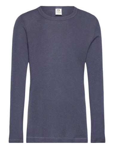 Woolly T Tops T-shirts Long-sleeved T-Skjorte Navy Müsli By Green Cott...