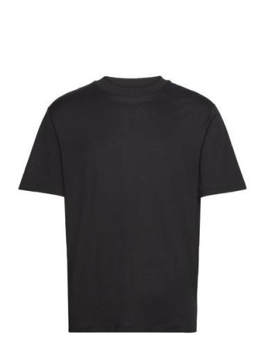 Mercerised Slim-Fit T-Shirt Tops T-Kortærmet Skjorte Black Mango