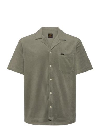 Knit Camp Shirt Tops Shirts Short-sleeved Green Lee Jeans
