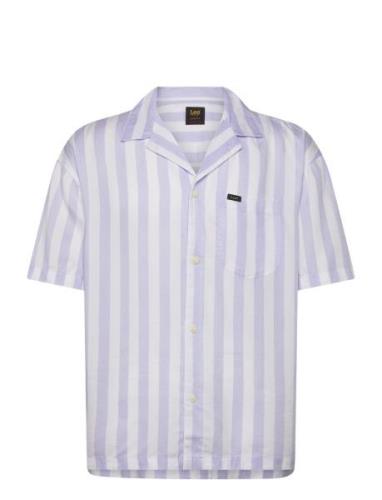 Camp Shirt Tops Shirts Short-sleeved Purple Lee Jeans