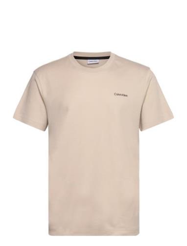 Micro Logo Interlock T-Shirt Tops T-Kortærmet Skjorte Cream Calvin Kle...