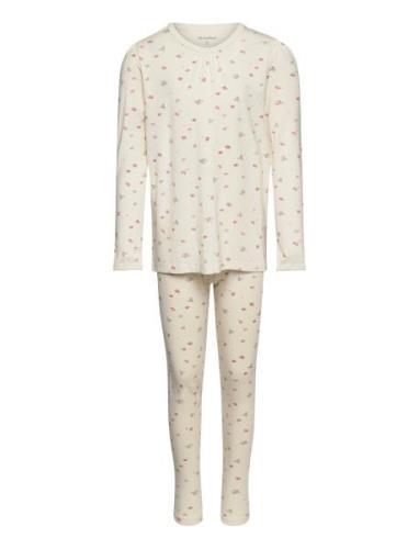 Pyjamas, Girl - Bamboo Pyjamassæt White Minymo