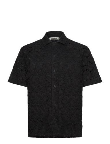Wbbanks Lace Shirt Designers Shirts Short-sleeved Black Woodbird