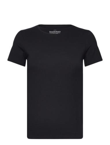 Crew Neck Slim Tops T-shirts & Tops Short-sleeved Black Bread & Boxers