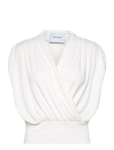 Mselvie Modal Wrap Top Tops Blouses Sleeveless White Minus