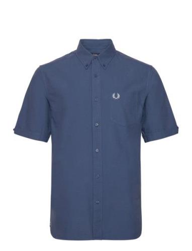 Oxford Shirt Tops Shirts Short-sleeved Blue Fred Perry