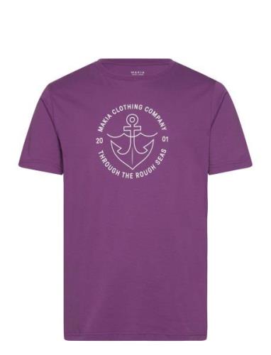 Hook T-Shirt Tops T-Kortærmet Skjorte Purple Makia