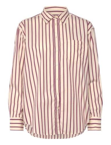 Rel Classic Poplin Striped Shirt Tops Shirts Long-sleeved Cream GANT