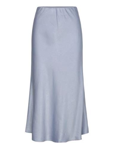 Carry Sateen Skirt Knælang Nederdel Blue A-View