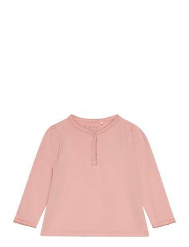 Blouse Ls - Solid Tops T-shirts Long-sleeved T-Skjorte Pink Fixoni