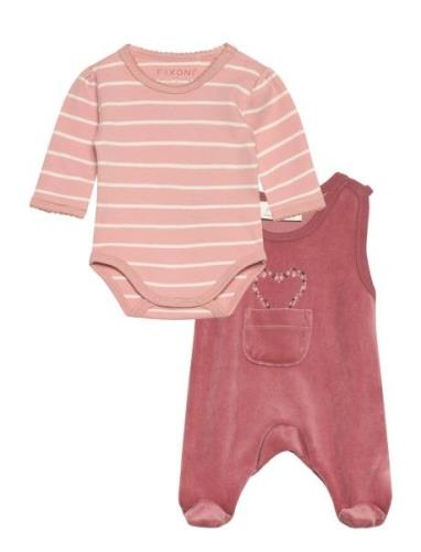 Body Ls W.velour Romper Sets Sets With Body Pink Fixoni